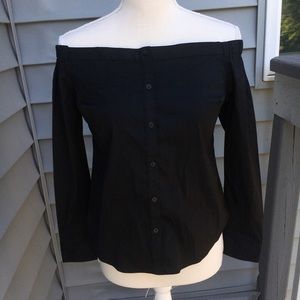 Express off shoulder, button down top